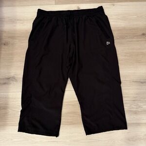 RBX Active Women's 1X Size Fashion Black Drawstring Lightweight Cargo Capri Pant